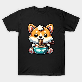 Cute Corgi Eating Ramen T-Shirt